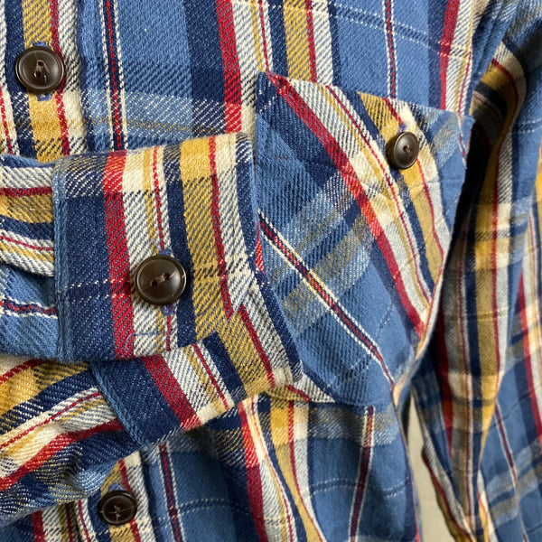 Right Cuff View of Pendleton Blue Yellow Red Trail Shirt Wool Flannel Shirt SZ M