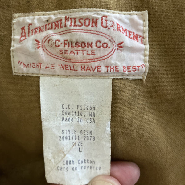 Tag View of Vintage Filson Tin Cloth Jacket Style 623N