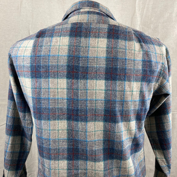 Upper Rear View of Vintage Blue/Grey/Red Pendleton Board Shirt SZ M