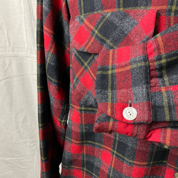 Left Cuff View of Vintage 50s/60s Era Red and Black Pendleton Board Shirt SZ M