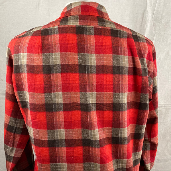 Upper Rear View of Vintage Red/Grey/Black Pendleton Board Shirt SZ M
