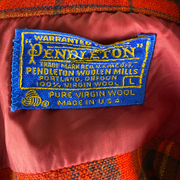 Tag View of Vintage Red Blue & Yellow Pendleton Board Shirt SZ L