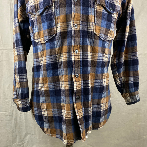 Lower Front View of Vintage Pendleton Plaid Wool Flannel Shirt SZ 16 1/2
