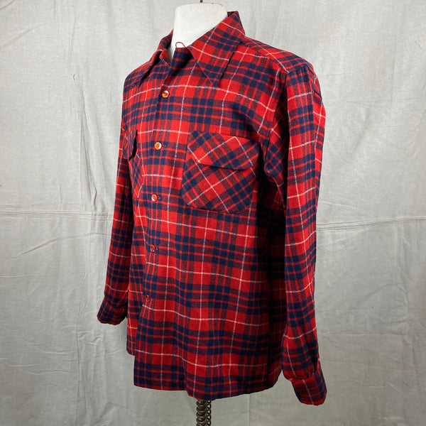 Left Angle View of Vintage Red & Blue Pendleton Board Shirt SZ L