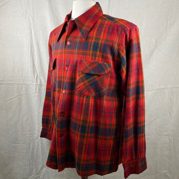 Left Angle View of Vintage Red Blue & Yellow Pendleton Board Shirt SZ L