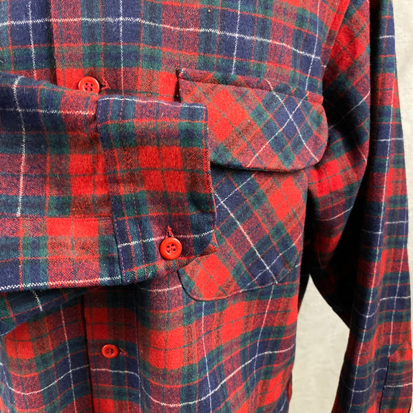 Right Cuff View of Vintage Red, Blue & Green Pendleton Board Shirt SZ XL
