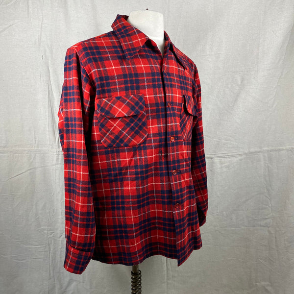 Right Angle View of Vintage Red & Blue Pendleton Board Shirt SZ L