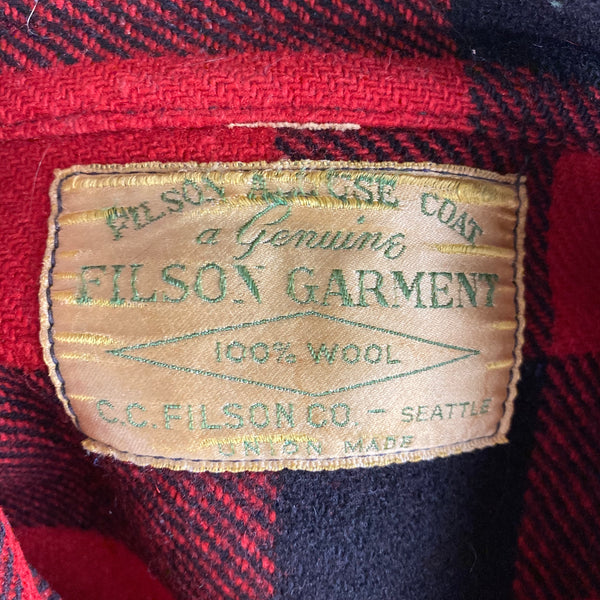 Tag View of Vintage Union Made Filson Wool All Use Coat Wool Mackinaw