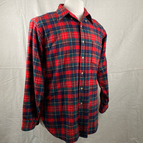 Right Angle View of Vintage Pendleton Christie Tartan Wool Flannel Shirt SZ L
