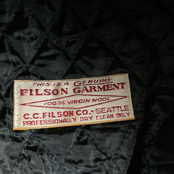 Filson Tag View of Black Filson Mackinaw Wool Hat Size M