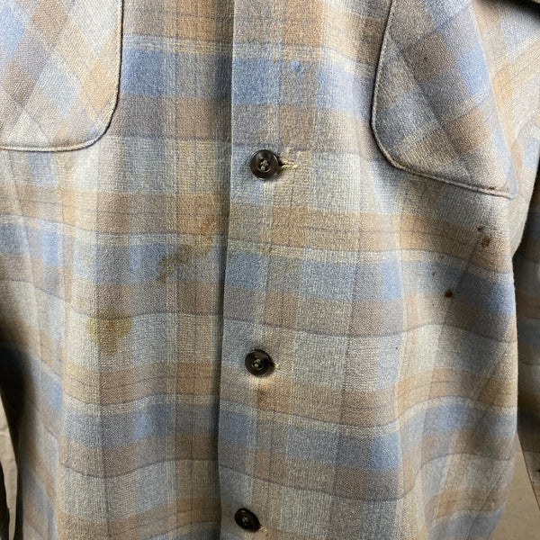 Close Up of Stains on Vintage Pendleton Board Shirt SZ L