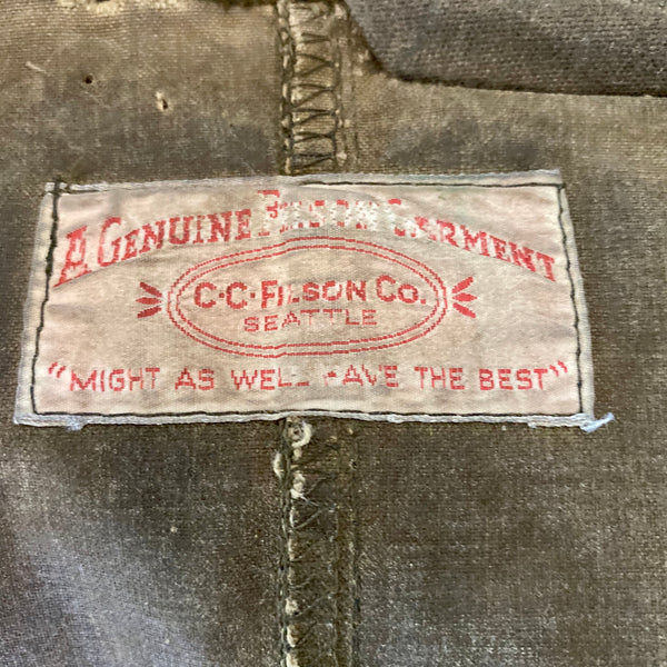Tag View on Vintage Filson Tin Cloth Packer Jacket Size XXL