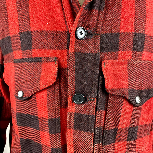 Reinforced Button View on Vintage 40's/50's Era Union Made Filson Wool Mackinaw