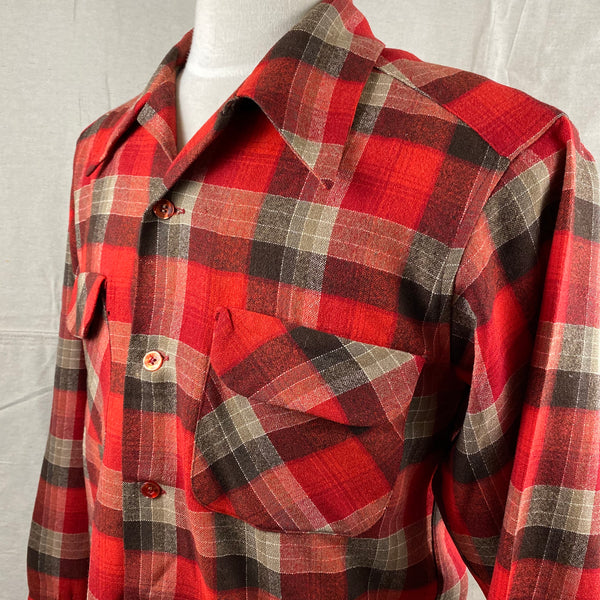 Upper Left View of Vintage Red/Grey/Black Pendleton Board Shirt SZ M