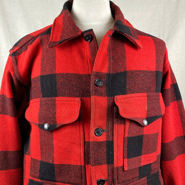 Upper Chest View of Vintage Union Made Filson Wool All Use Coat Wool Mackinaw