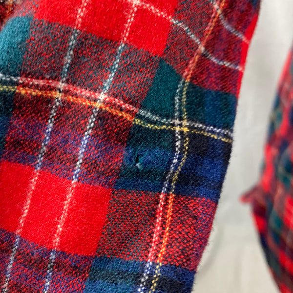 Small Hole on Sleeve of Vintage Pendleton Christie Tartan Wool Flannel Shirt SZ L