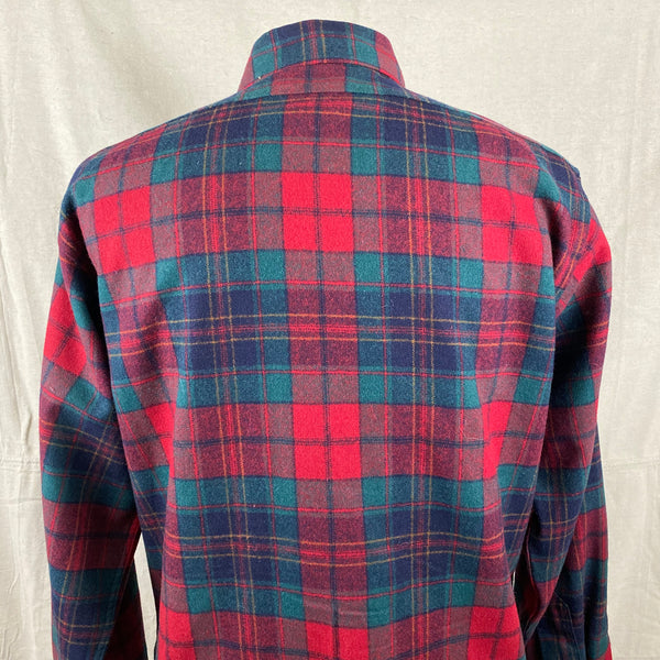 Upper Rear View on Vintage Red Blue & Green Pendleton Lodge Shirt SZ L