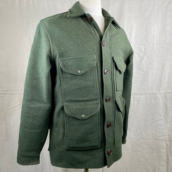 Right Side View of Vintage Forest Green Filson Mackinaw Wool Cruiser