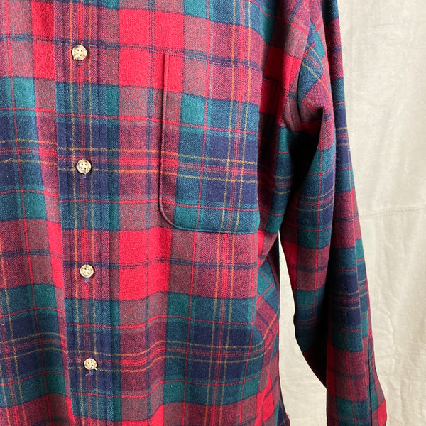 Pocket View on Vintage Red Blue & Green Pendleton Lodge Shirt SZ L