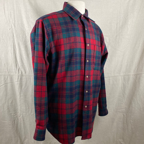 Right Angle View on Vintage Red Blue & Green Pendleton Lodge Shirt SZ L