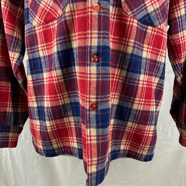 Lower Front View on Vintage Red & Blue Pendleton Board Shirt SZ L