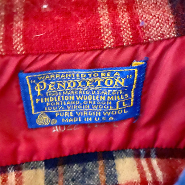 Tag View on Vintage Red & Blue Pendleton Board Shirt SZ L