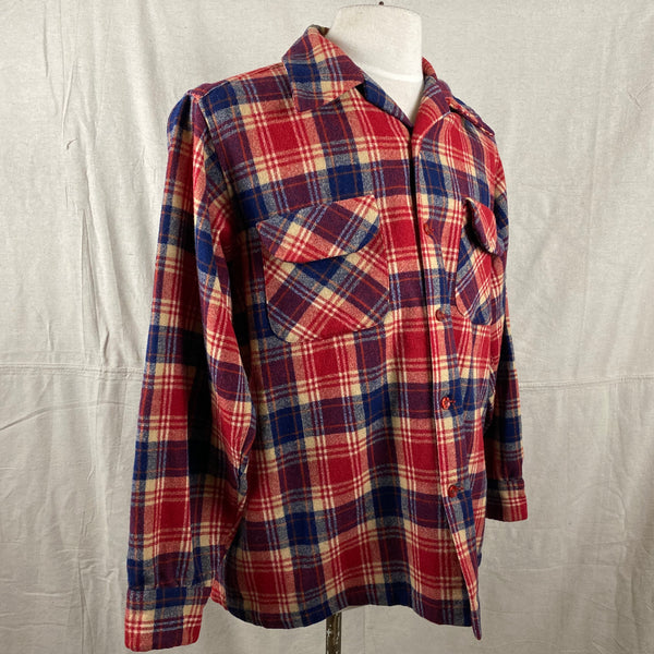 Right Angle View on Vintage Red & Blue Pendleton Board Shirt SZ L