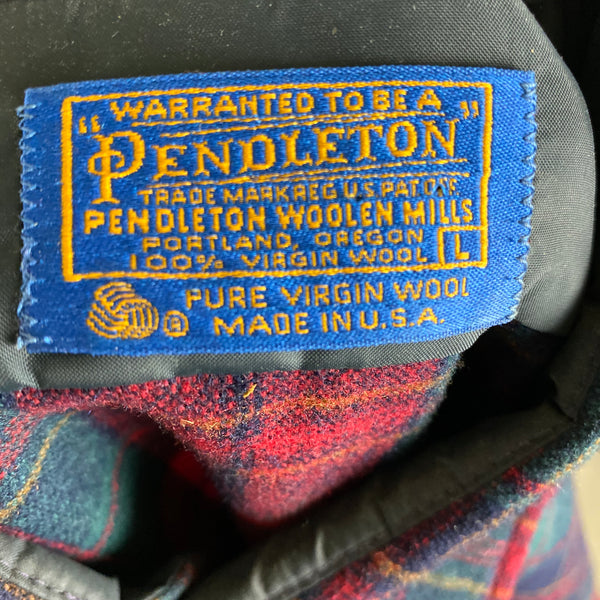 Tag View on Vintage Red Blue & Green Pendleton Lodge Shirt SZ L