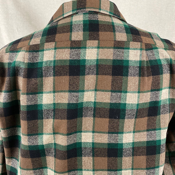 Rear Upper Shoulder View on Vintage Green & Brown Pendleton Board Shirt SZ M