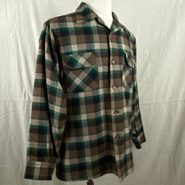 Right Angle View on Vintage Green & Brown Pendleton Board Shirt SZ M