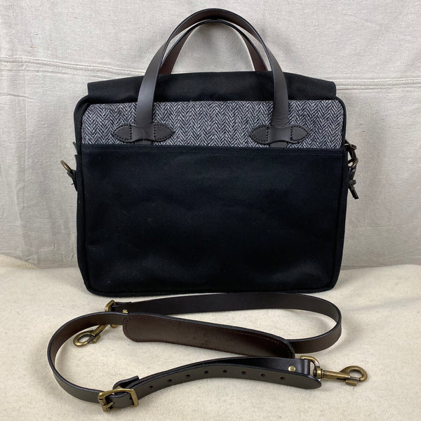Alternate Side View of Filson Harris Tweed Original Black Rugged Twill Wool Briefcase Style 70066