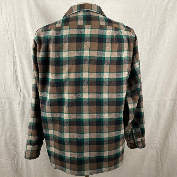 Rear View of Vintage Green & Brown Pendleton Board Shirt SZ M