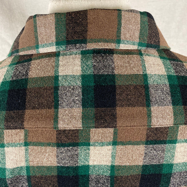 Rear Collar View on Vintage Green & Brown Pendleton Board Shirt SZ M