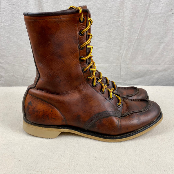 Side View of Vintage 1950s Red Wing Moc Toe 877's Rare Size 9