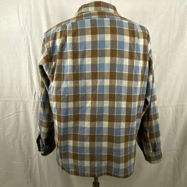Rear View on Vintage Blue & Grey Pendleton Board Shirt SZ XL