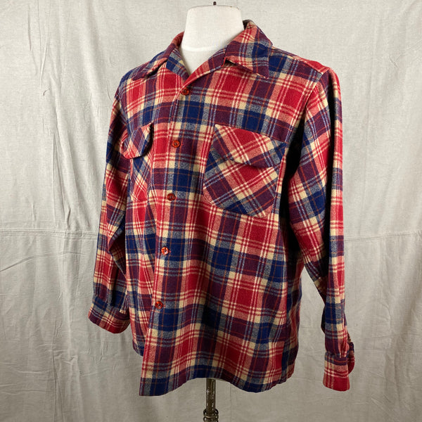 Left Angle View on Vintage Red & Blue Pendleton Board Shirt SZ L