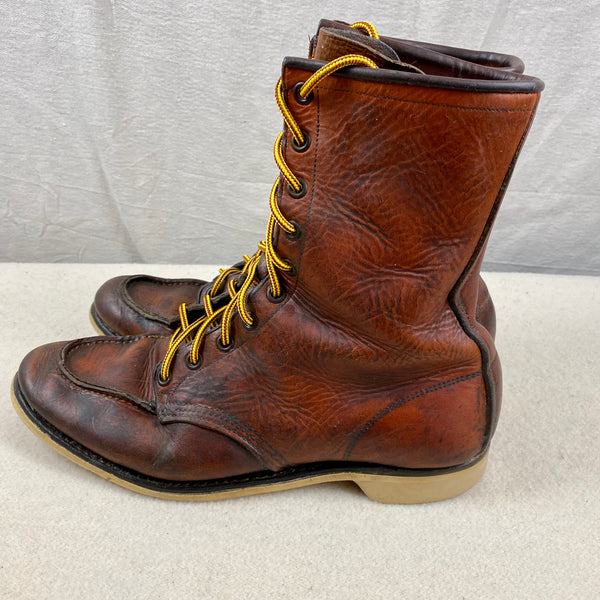 Left Side View of Vintage 1950s Red Wing Moc Toe 877's Rare Size 9